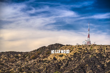 Hollywood sign in Los Angeles, Clalifornia. The landmark sign dates from 1923.のeditorial素材