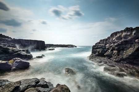 Volcanic rock on the Coastline of Hachijojima, Japan.