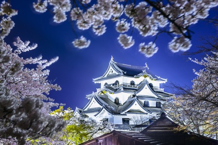Hikone Castle during the spring season in Hikone, Japan.のeditorial素材