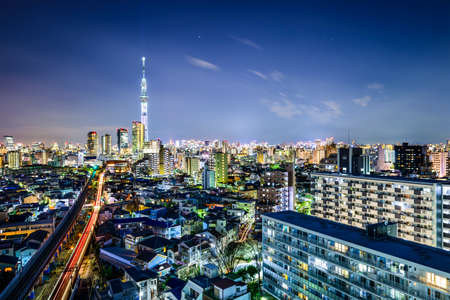 Tokyo, Japan cityscape with the Skytree.のeditorial素材