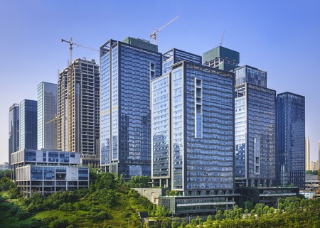 Modern office buildings newly built in Chongqing, China.