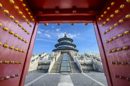 Temple of Heaven gateway in Beijing, China.のeditorial素材