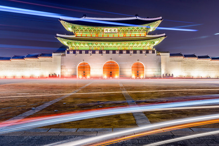 Gwanghwamun gate at Geyongbokgung Palace in Seoul, South Korea.の写真素材