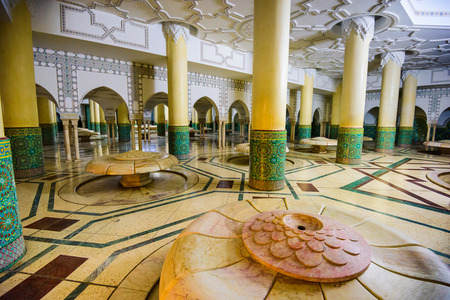CASABLANCA, MOROCCO - The Wudu wash room of Hassan II Grand Mosque. The ritual of washing is performed before formal prayer.のeditorial素材