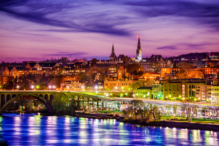 Georgetown, Washington, D.C. skyline on the Potomac River.の写真素材