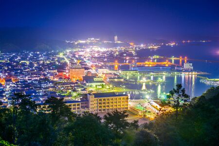 Kushimoto, Japan town view at night.の写真素材