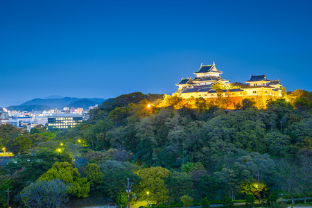 Wakayama, Japan Castle and downtown cityscape.のeditorial素材