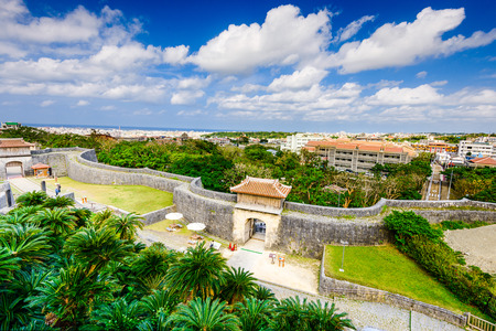 Naha, Okinawa, Japan at the outer wall of Shuri Castle.のeditorial素材
