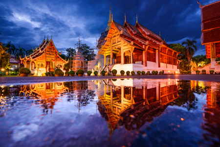 Wat Phra Singh in Chiang Mai, Thailand.の写真素材