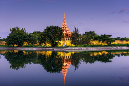Mandalay, Myanmar at the palace wall and moatのeditorial素材