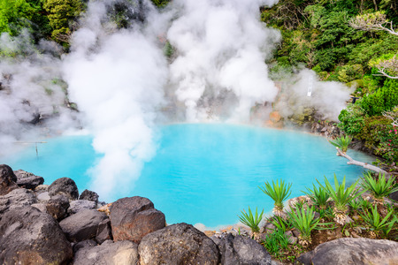 Beppu, Japan at the Sea "Hell" hot spring so named for its blue water.の写真素材