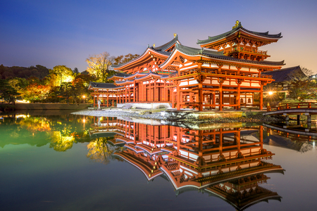 Uji, Kyoto, Japan at Byodo-in's Phoenix hall.