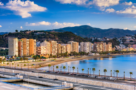 Malaga, Spain resort skyline at Malagueta Beach.の写真素材