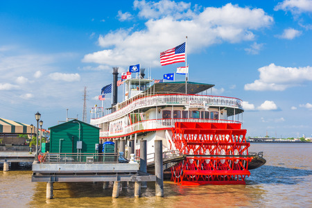 NEW ORLEANS, LOUISIANA - MAY 10, 2016: The steamboat Natchez on the Mississippi River.のeditorial素材