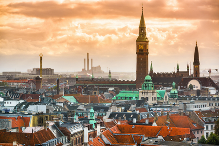 Copenhagen, Denmark old city skyline.の写真素材