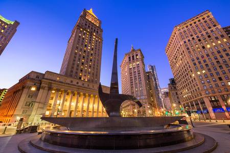 NEW YORK CITY - NOVEMBER 11, 2016: The Triumph of the Human Spirit sculpture at Foley Square in the Civic Center neighborhood of Lower Manhattan.のeditorial素材