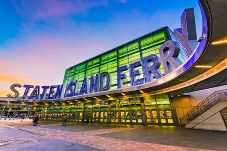 NEW YORK CITY - OCTOBER 29, 2016: The Staten Island Ferry terminal in Lower Manhattan.のeditorial素材