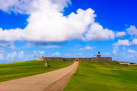 San Juan, Puerto Rico at the road to Castillo San Felipe del Morro.のeditorial素材