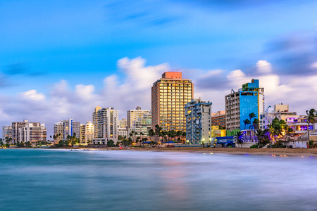 San Juan, Puerto Rico resort skyline on Condado Beach.の写真素材