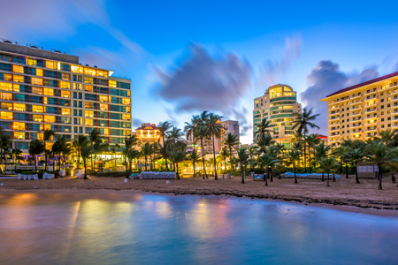 San Juan, Puerto Rico resort skyline on Condado Beach.の写真素材