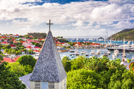 Saint Barthelemy Carribean view from behind Saint Barthelemy Anglican Church.の写真素材