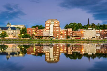 Augusta, Maine, USA downtown skyline on the Kennebec River.の写真素材
