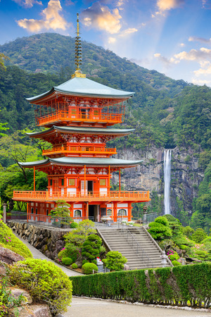 Nachi, Japan at the pagoda of Seigantoji and Nachi no Taki waterfall.のeditorial素材