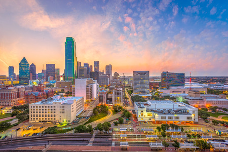 Dallas, Texas, USA downtown city skyline at dusk.の写真素材