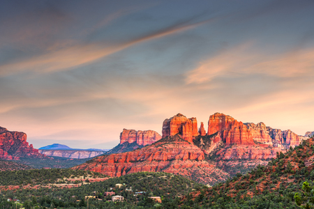 Sedona, Arizona, USA at Red Rock State Park at dusk.の写真素材