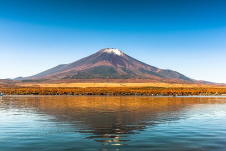 Mt. Fuji, Japan on Lake Yamanaka in the afternoon.の写真素材