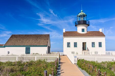 San Diego, California at the Old Loma Point Lighthouse.の写真素材