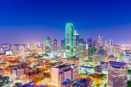 Dallas, Texas, USA downtown city skyline at twilight.の写真素材