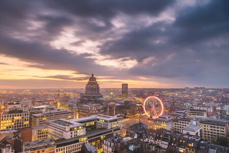 Brussels, Belgium cityscape at Palais de Justice during dusk.の写真素材