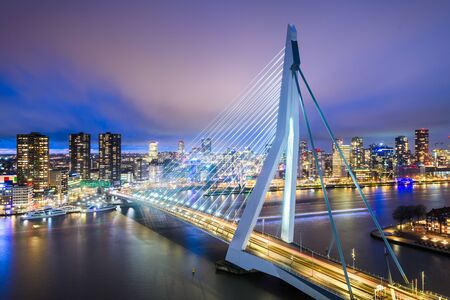 Rotterdam, Netherlands, city skyline at twilight.の写真素材