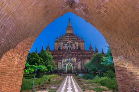 Bagan, Myanmar at Sulamani Temple at night.の写真素材
