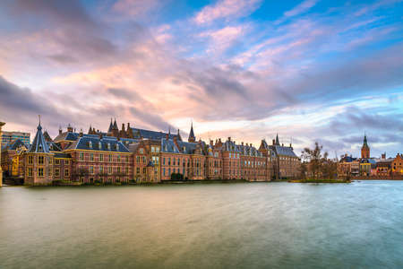 The Hague, Netherlands morning skyline at the Binnenhof complex.の写真素材