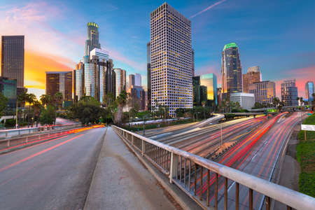 Los Angeles, California, USA Downtown Skyline and Highways