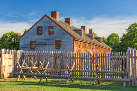 Augusta, Maine, USA at historic Fort Western in the morning.のeditorial素材