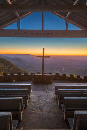 CLEVELAND, SOUTH CAROLINA - NOVEMBER 2, 2020: Pretty Place Chapel at dawn.のeditorial素材
