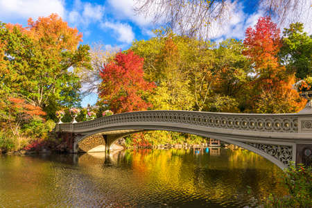 Central Park, New York City, USA at the Lake in autumn season.の写真素材