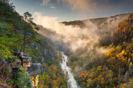 Tallulah Falls, Georgia, USA overlooking Tallulah Gorge in the autumn season.の写真素材
