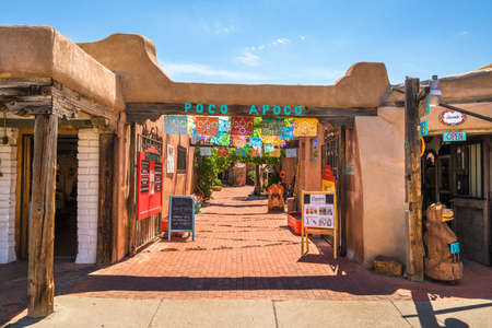 ALBUQUERQUE, NEW MEXICO - JUNE 29, 2019: Old Town shops and restaurants in historic Albuquerque.のeditorial素材