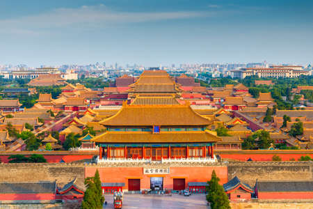 Beijing, China forbidden city outer wall and gate.のeditorial素材