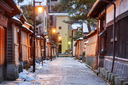 Kanazawa, Japan at the Samurai District during twilight.の写真素材
