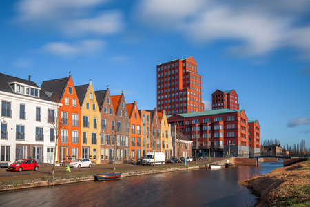 Netherlands cityscape in the Vathorst district on the canal.の写真素材