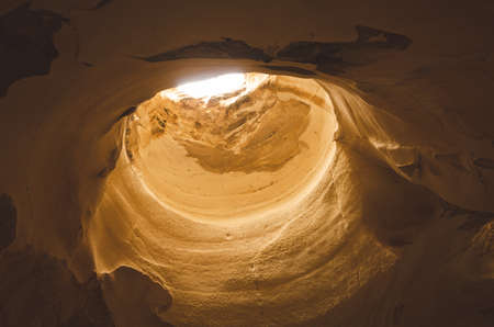 Bell Caves interior opening at the top in Bet Guvrin, Israel.の写真素材