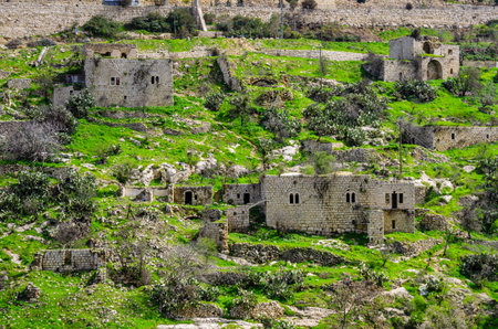 Lifta, Jerusalem, Israel is an abandoned village of ruins.の写真素材