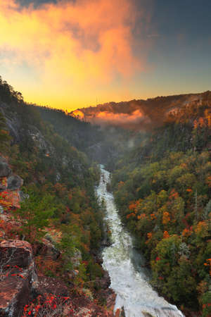 Tallulah Falls, Georgia, USA overlooking Tallulah Gorge in the autumn season.の写真素材