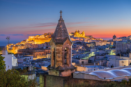 Ostuni, Italy old town at dawn.の写真素材