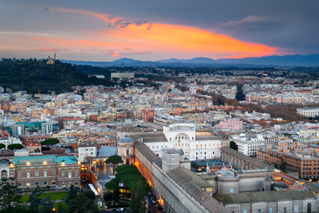Rome, Italy and ther Vatican from above at dusk.の写真素材